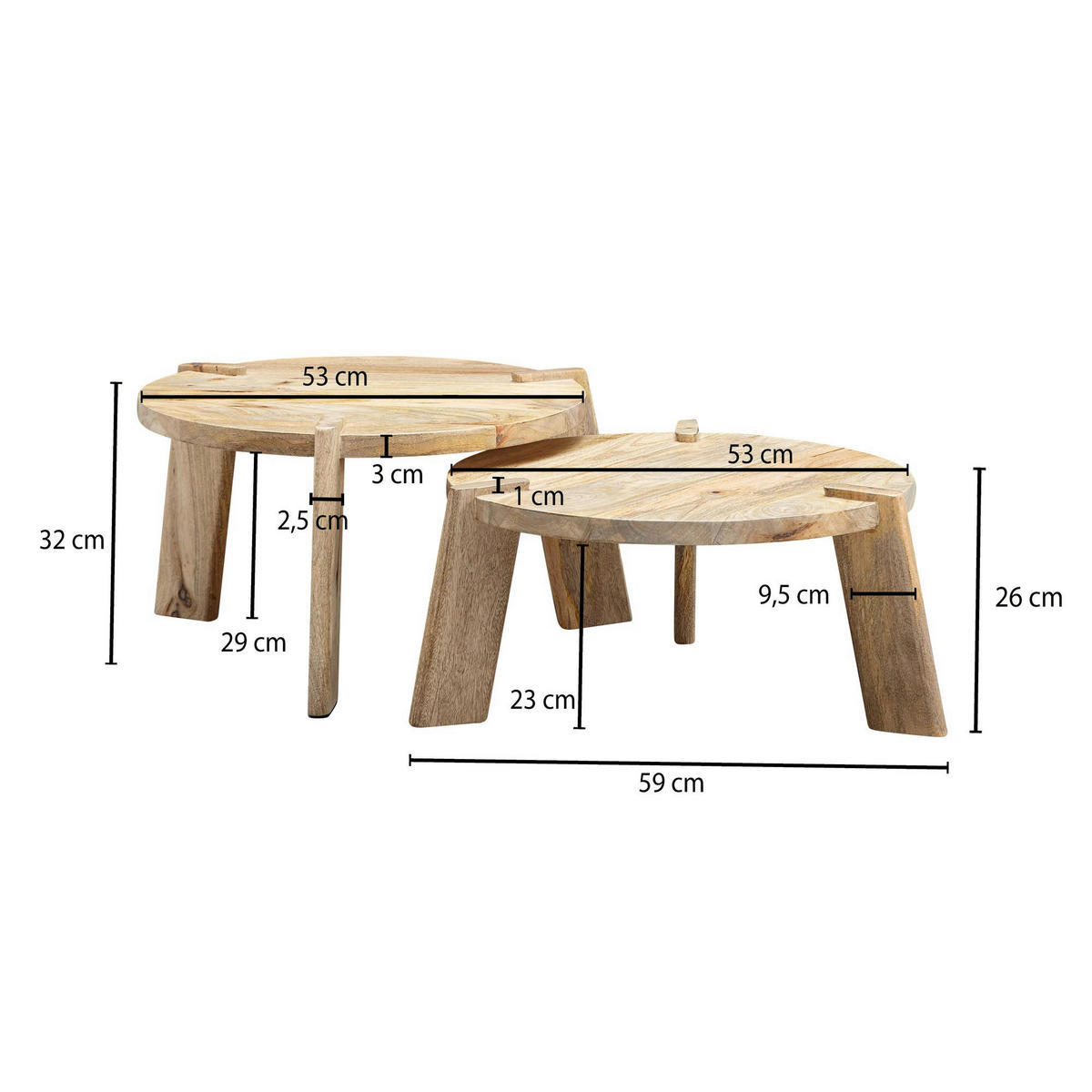 Couchtisch 2er-Set. natur 2er-Set. - natur - Wohnling