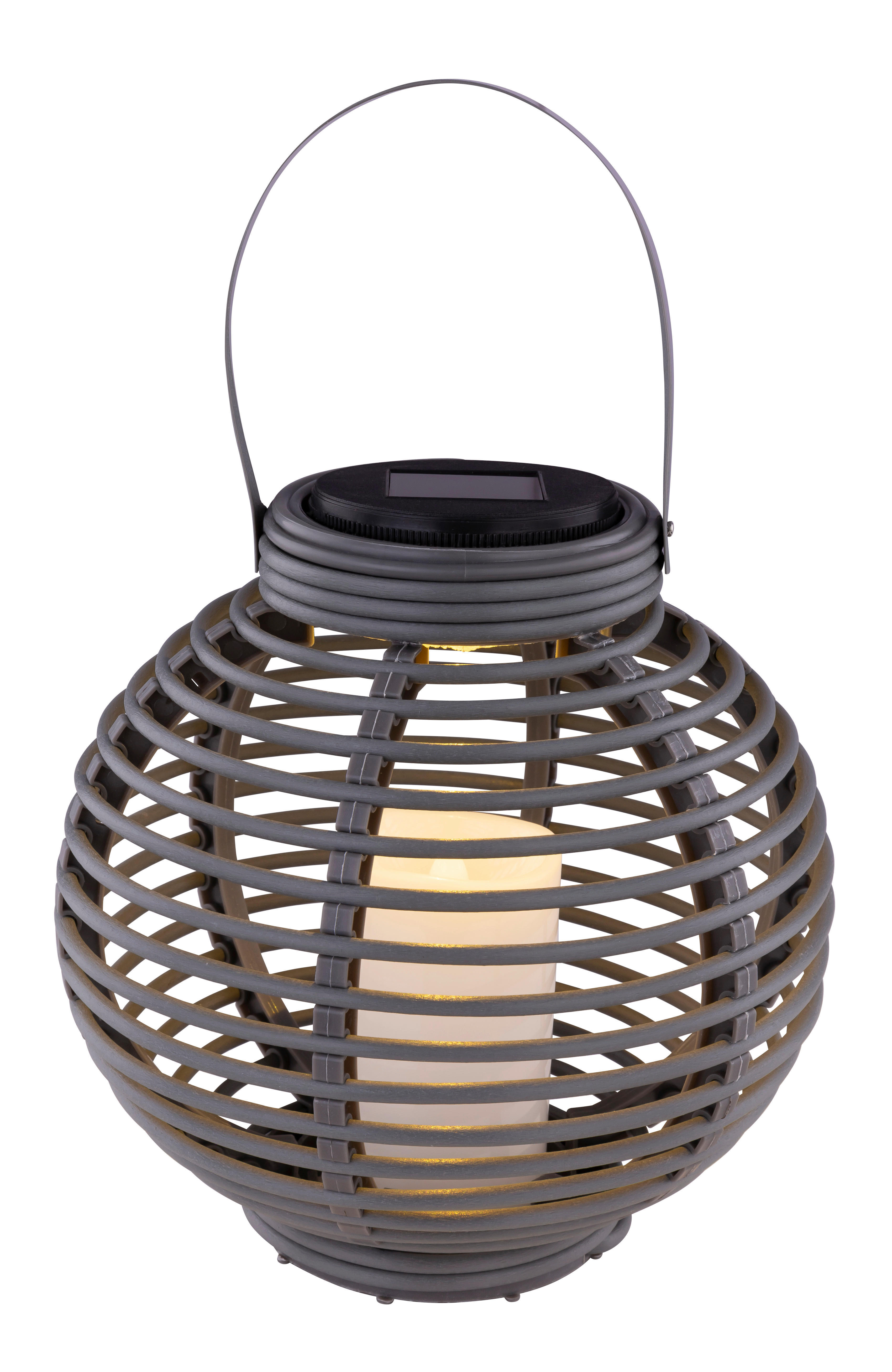 LED-Solarleuchte Rattan H/D: ca. 23x20,5 cm