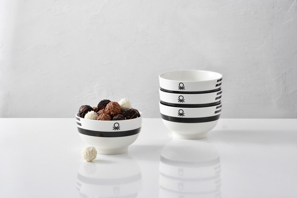 BENETTON Mehrzweckschalenset Black & white weiß Porzellan Black & white - weiß/schwarz - BENETTON