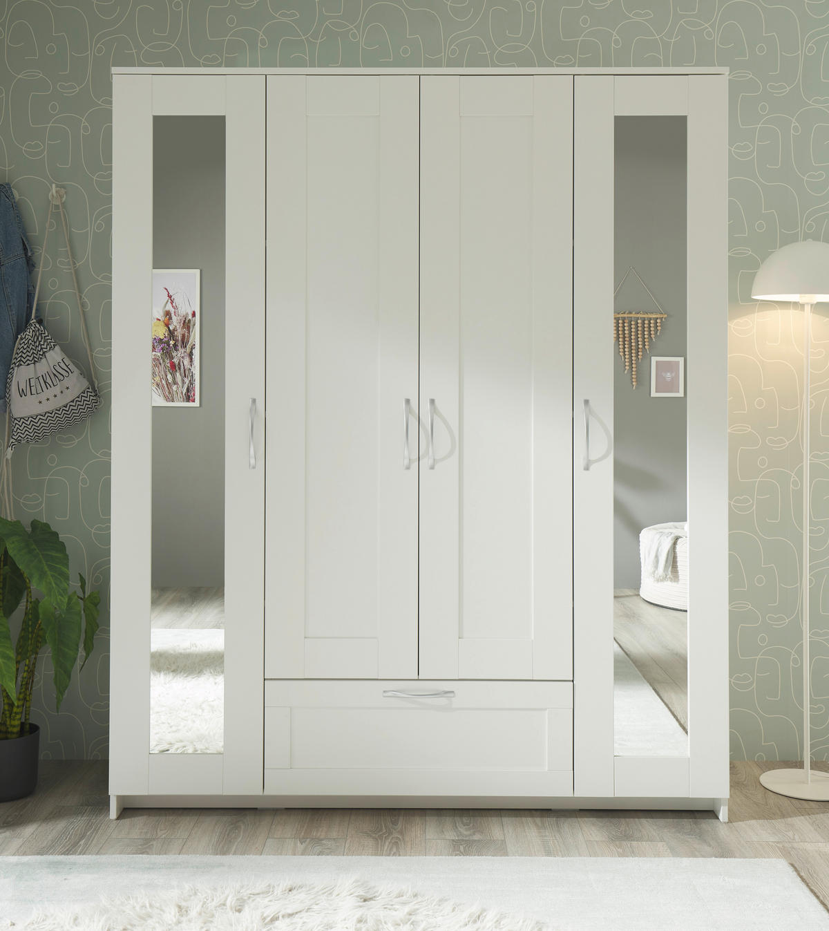 Kleiderschrank weiß B/H/T: ca. 156x191x50 cm Lepini_Kleiderschrank - weiß (156,00/191,00/50,00cm)