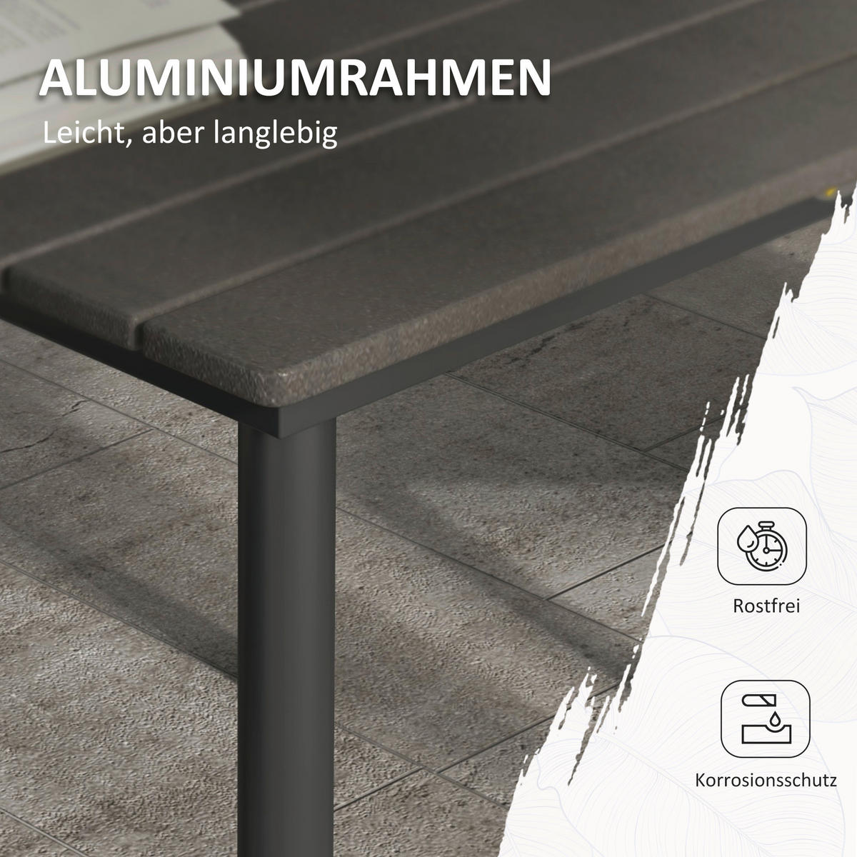 Outsunny Gartentisch dunkelgrau Aluminium B/H/L: ca. 90x75x90 cm Gartentisch - dunkelgrau (90,00/90,00/75,00cm) - Outsunny