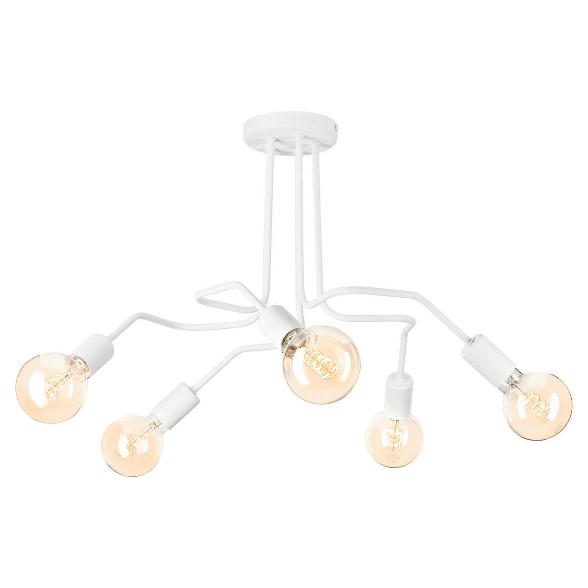 Lamkur Deckenleuchte DOMINO 51192 weiß Stahl H/L: ca. 40x59 cm E27 5 Brennstellen Domino - weiß (59,00cm) - Lamkur