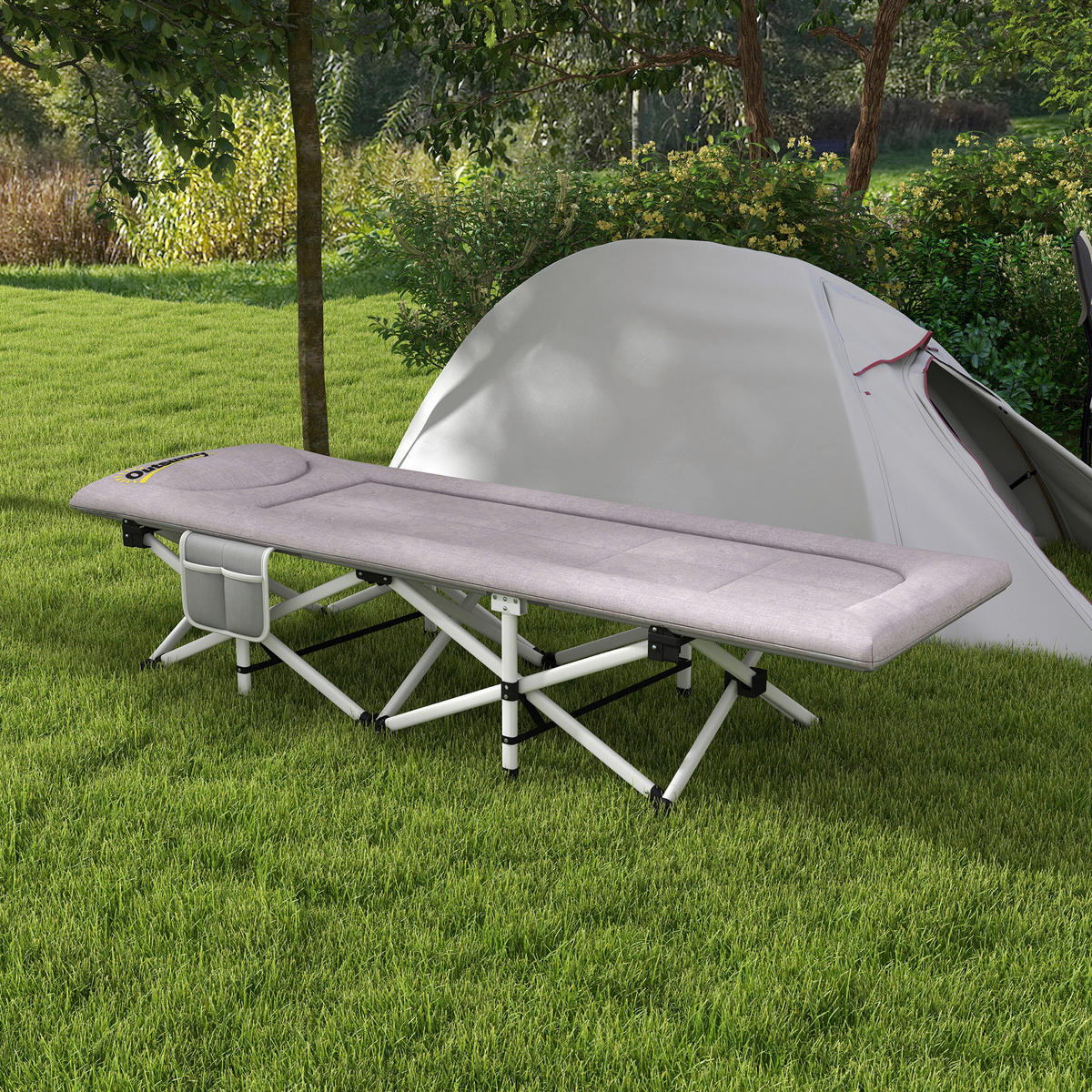 Outsunny Feldbett B/H/L: ca. 65x42x200 cm Feldbett - grau (200,00/65,00/42,00cm) - Outsunny