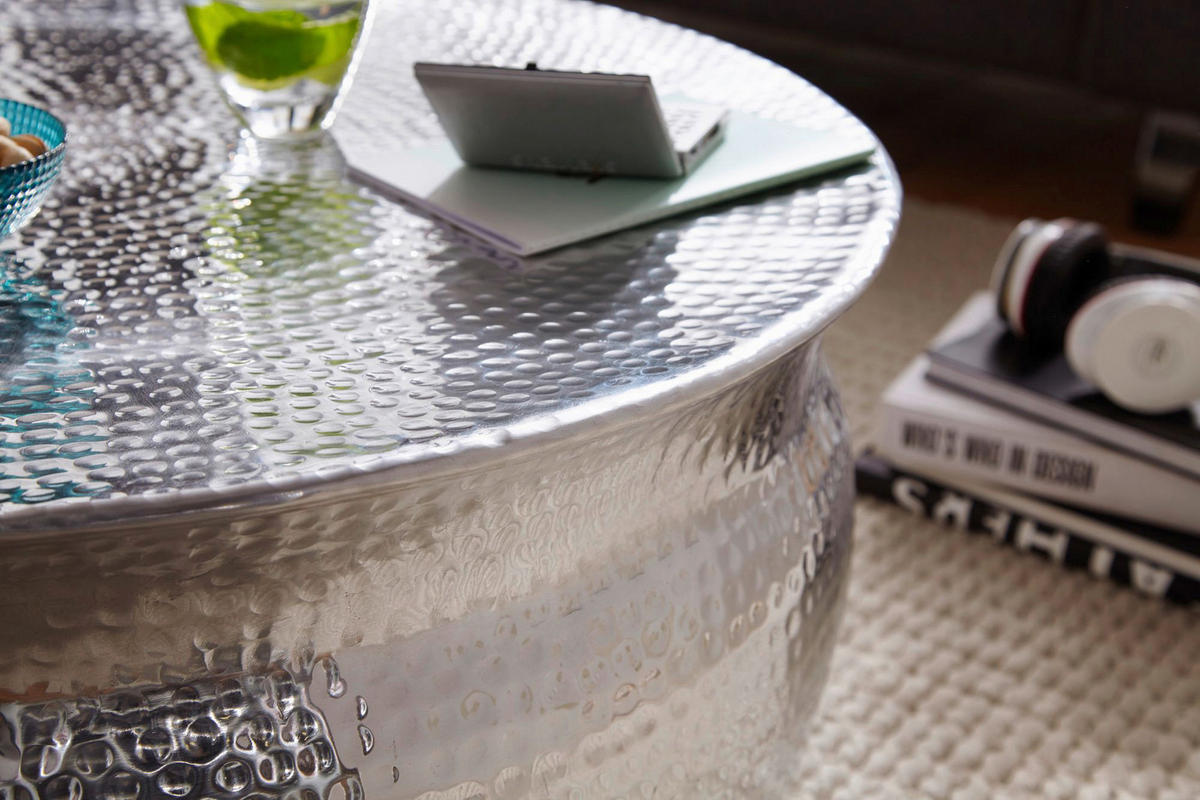 Couchtisch silber B/H/T: ca. 75x31x75 cm Couchtisch - silber (75,00/31,00/75,00cm) - Wohnling
