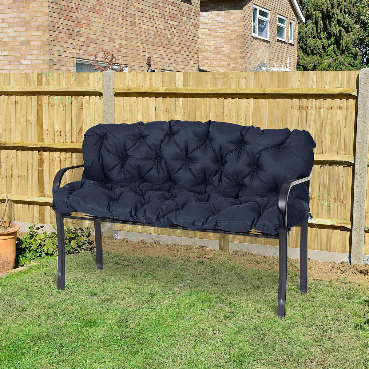 Outsunny Bankauflage blau Polyester B/H/L: ca. 150x8x98 cm Bankauflage - blau (98,00/150,00/8,00cm) - Outsunny
