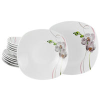 CreaTable Tafelservice Square Orchidee weiß Porzellan 12 tlg. Square Orchidee - weiß/mauve - CreaTable
