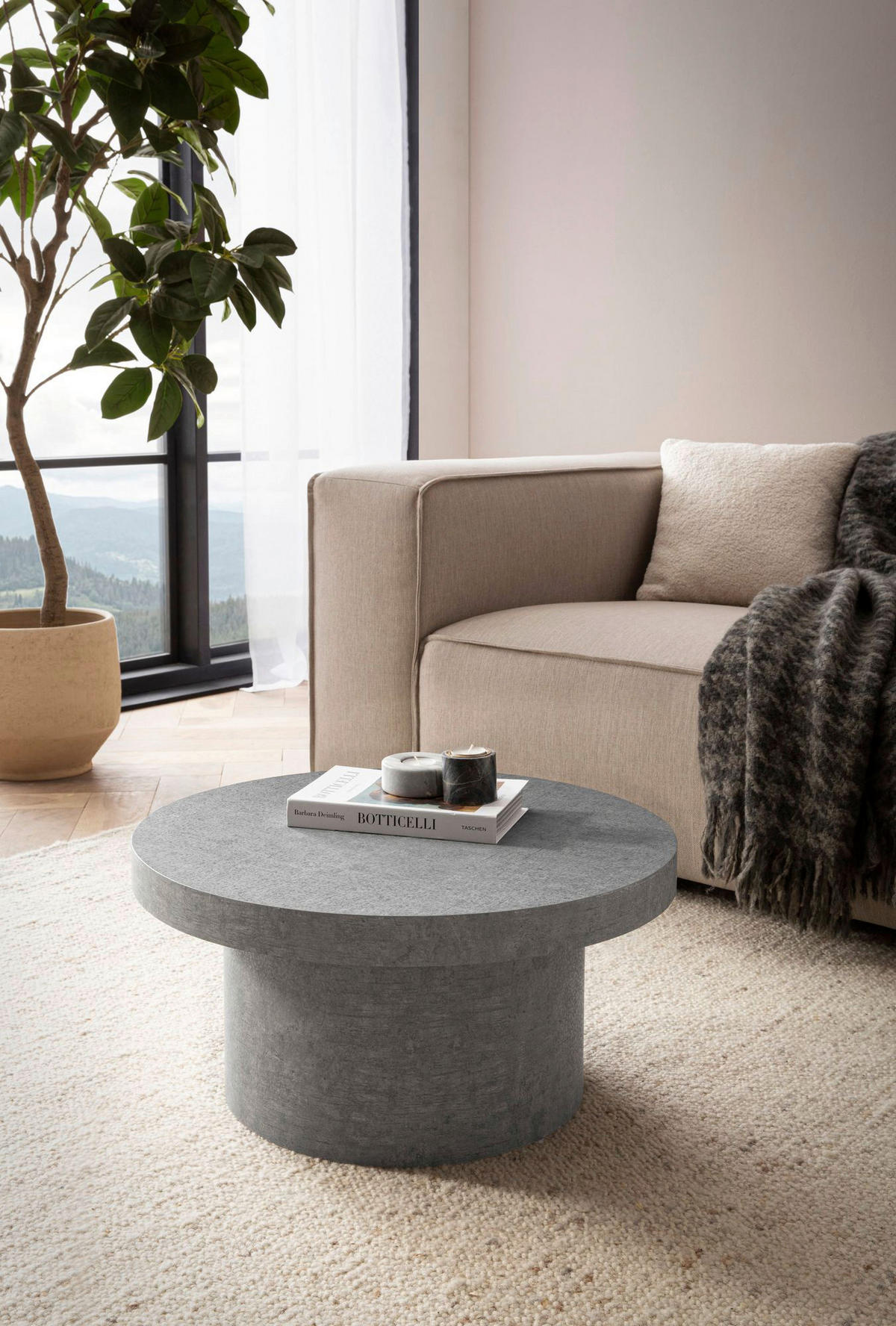 Couchtisch Beton Optik B/H/T: ca. 60x30x60 cm Couchtisch - Beton (60,00/30,00/60,00cm) - Wohnling
