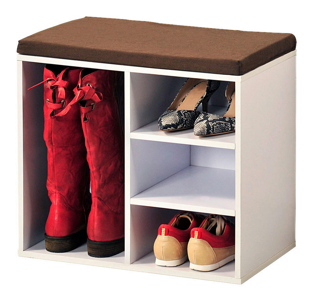 Kesper Schuhschrank weiß Holz B/H/L: ca. 48x29,5x51,5 cm Schuhregal_mit_Sitzkissen - weiß (51,50/48,00/29,50cm) - Kesper