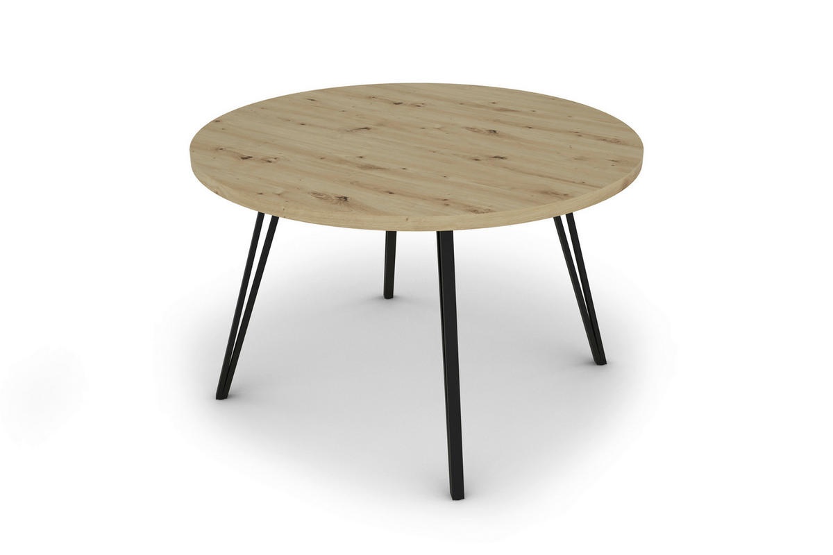 Tisch MARTA Eiche Artisan Nachbildung H/D: ca. 76x120 cm MARTA - Eiche/schwarz (120,00/76,00cm) - byLIVING