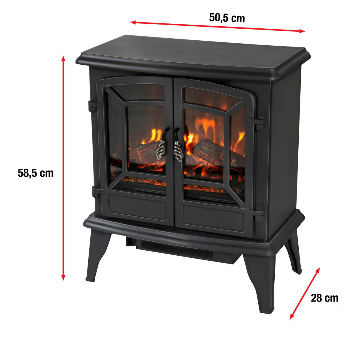 Elektrokamin schwarz B/H/L: ca. 51x59x28 cm ca. 1800 W Narvik - schwarz (28,00/51,00/59,00cm)