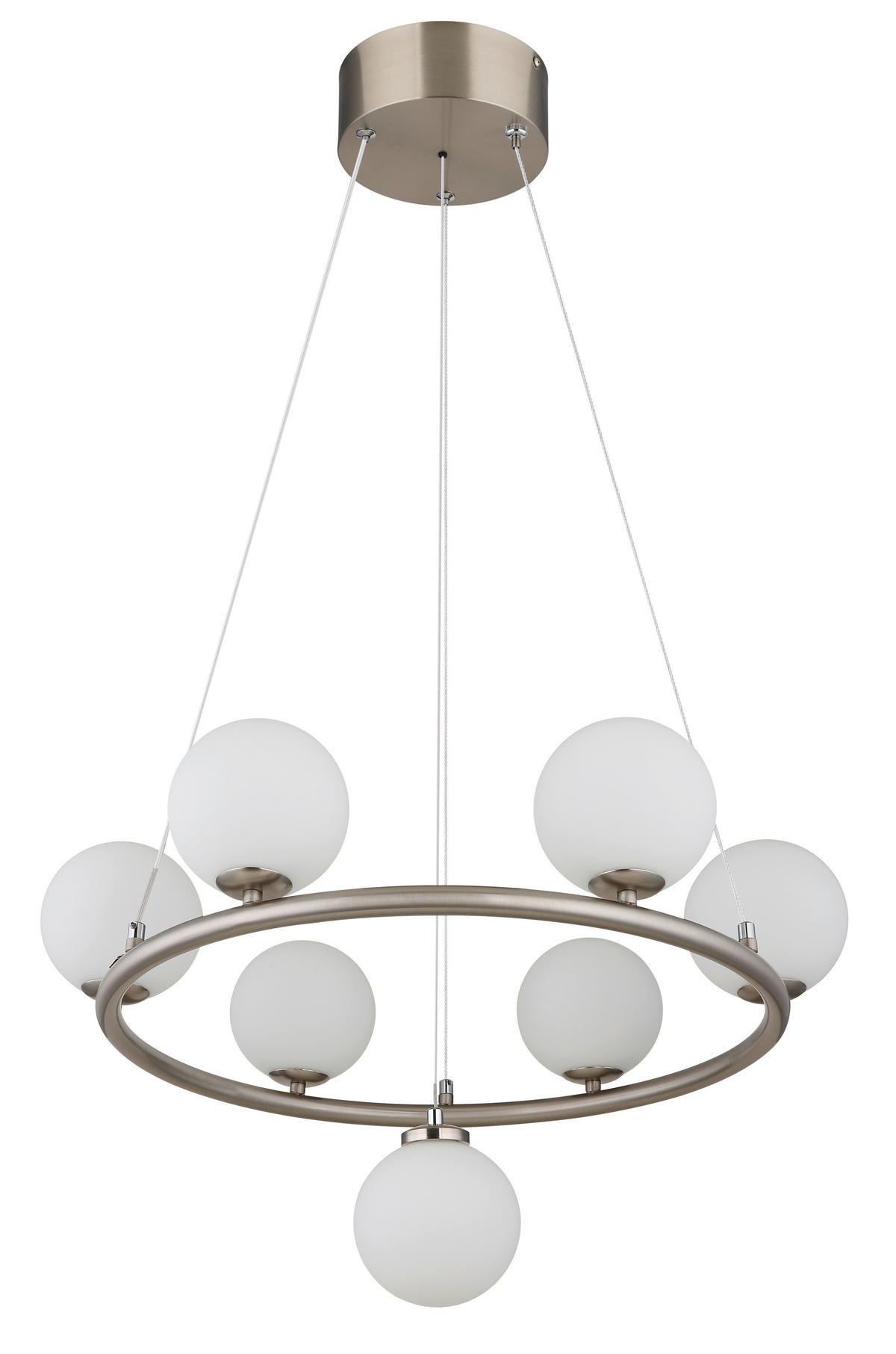 GLOBO Pendelleuchte nickel matt Opal schwarz Metall Glas Kunststoff H/D: ca. 120x60 cm G9 7 Brennstellen RIHA - nickel matt/schwarz (60,00/120,00cm) - GLOBO
