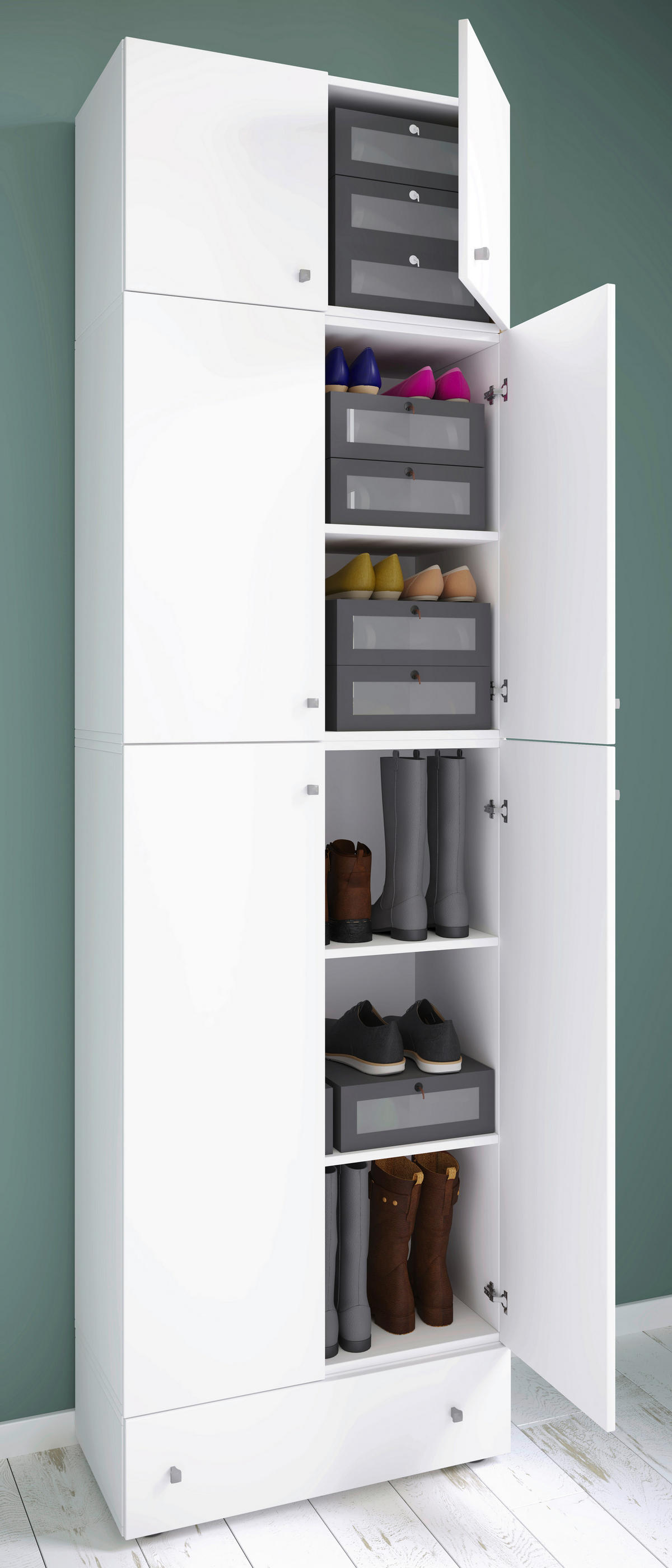 Schuhschrank Lona weiß B/H/T: ca. 70x240x39 cm Lona - weiß (70,00/240,00/39,00cm) - VCM Möbel