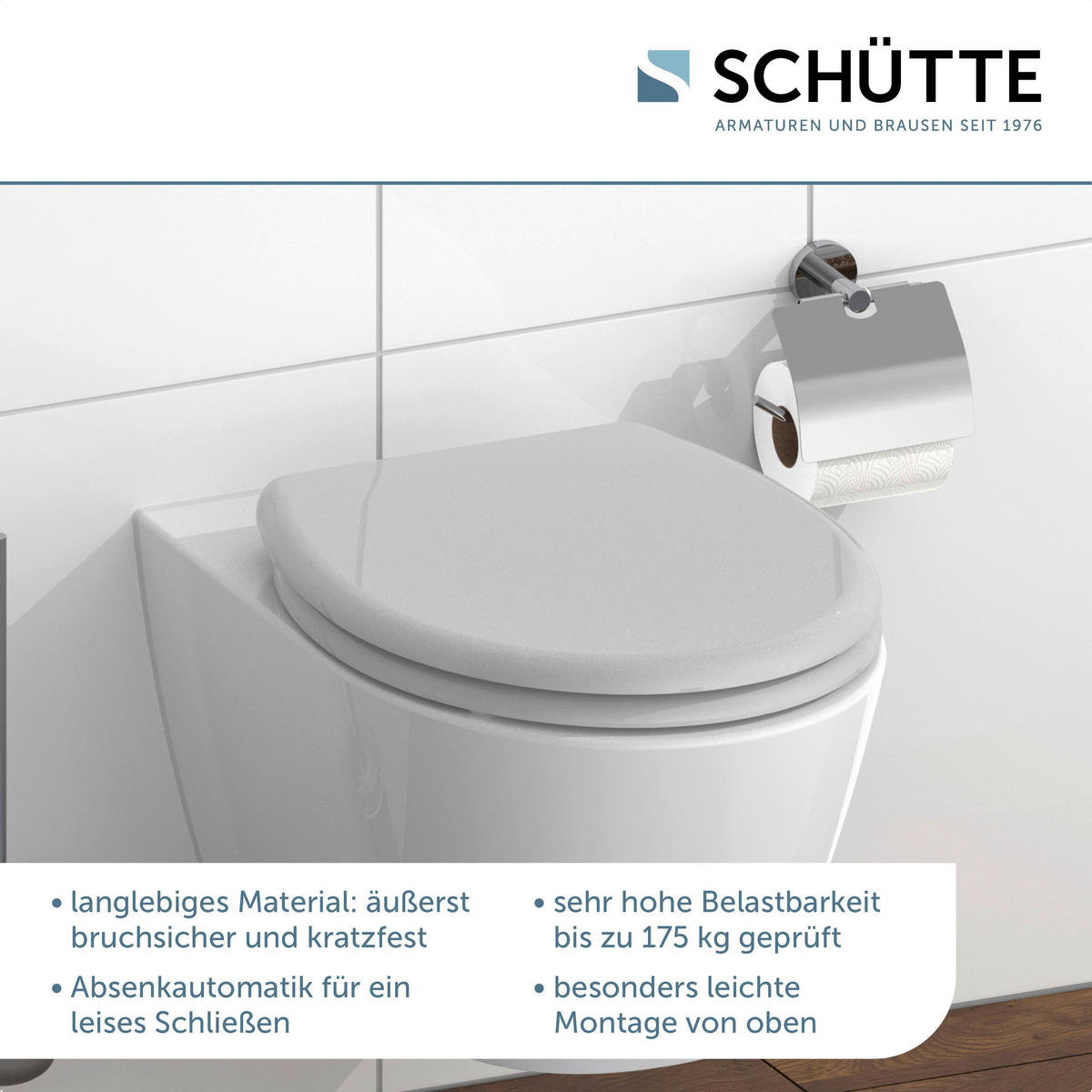 WC-Sitz GREY grau Duroplast B/H/T: ca. 37,5x5,5x45 cm GREY - grau (37,50/5,50/45,00cm) - SCHÜTTE