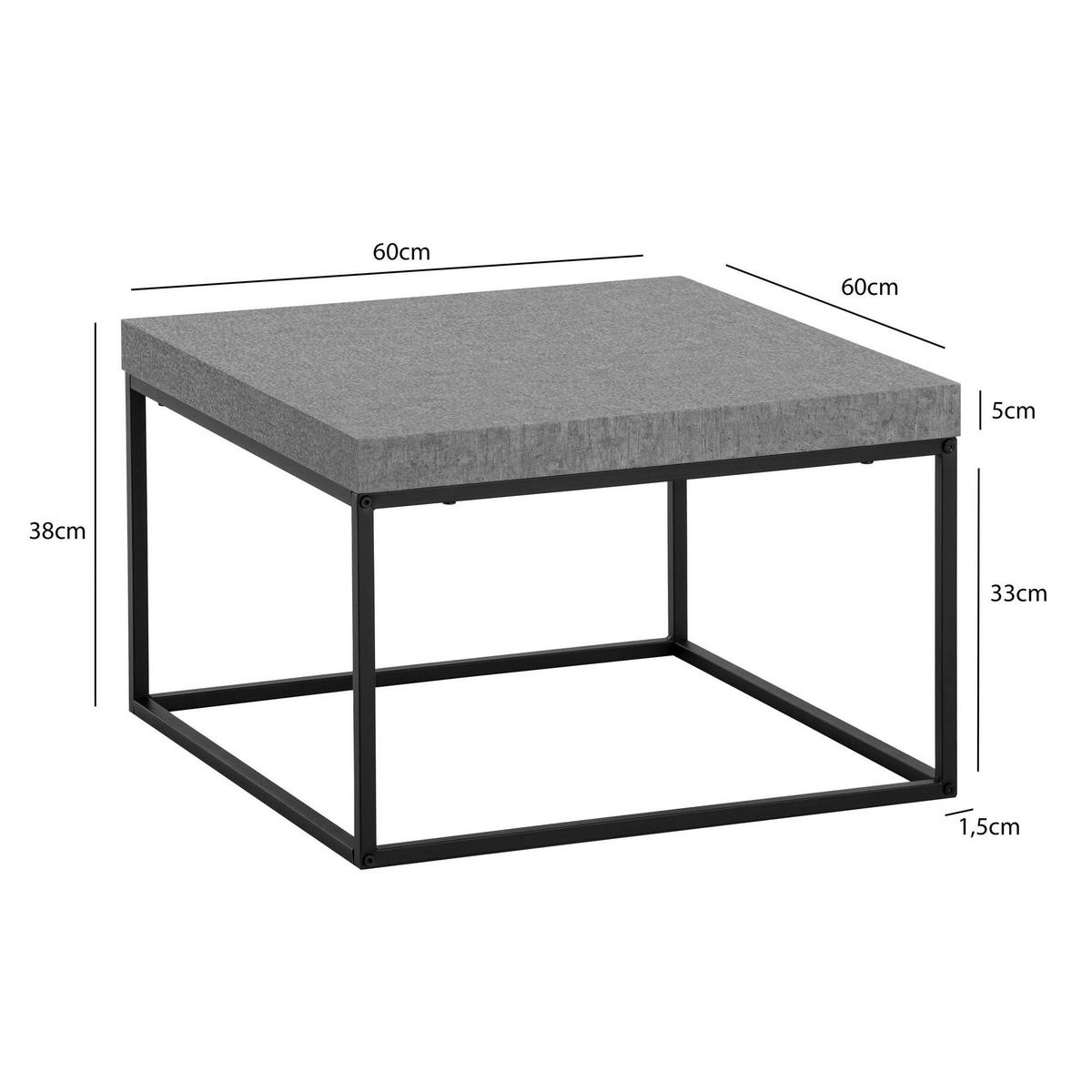 Couchtisch Beton Optik B/H/T: ca. 60x38x60 cm Couchtisch - Beton (60,00/38,00/60,00cm) - Wohnling