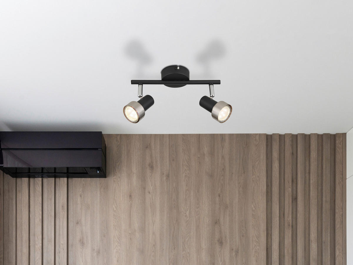 GLOBO Spot Chrom nickel matt mattschwarz Metall B/H/T: ca. 25x11,8x8,5 cm GU10 2 Brennstellen MASON - nickel matt/Chrom (25,00/11,80/8,50cm) - GLOBO