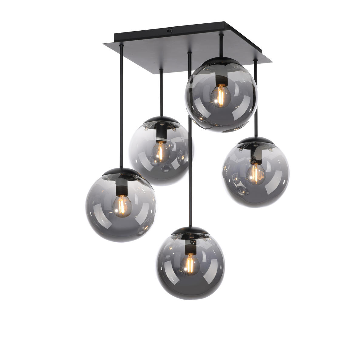 Just Light Deckenleuchte BIG WIDOW 14602-18 schwarz Rauchglas Metall B/H: ca. 39x58,5 cm E14 5 Brennstellen BIG WIDOW - schwarz (39,00/58,50cm) - Just Light