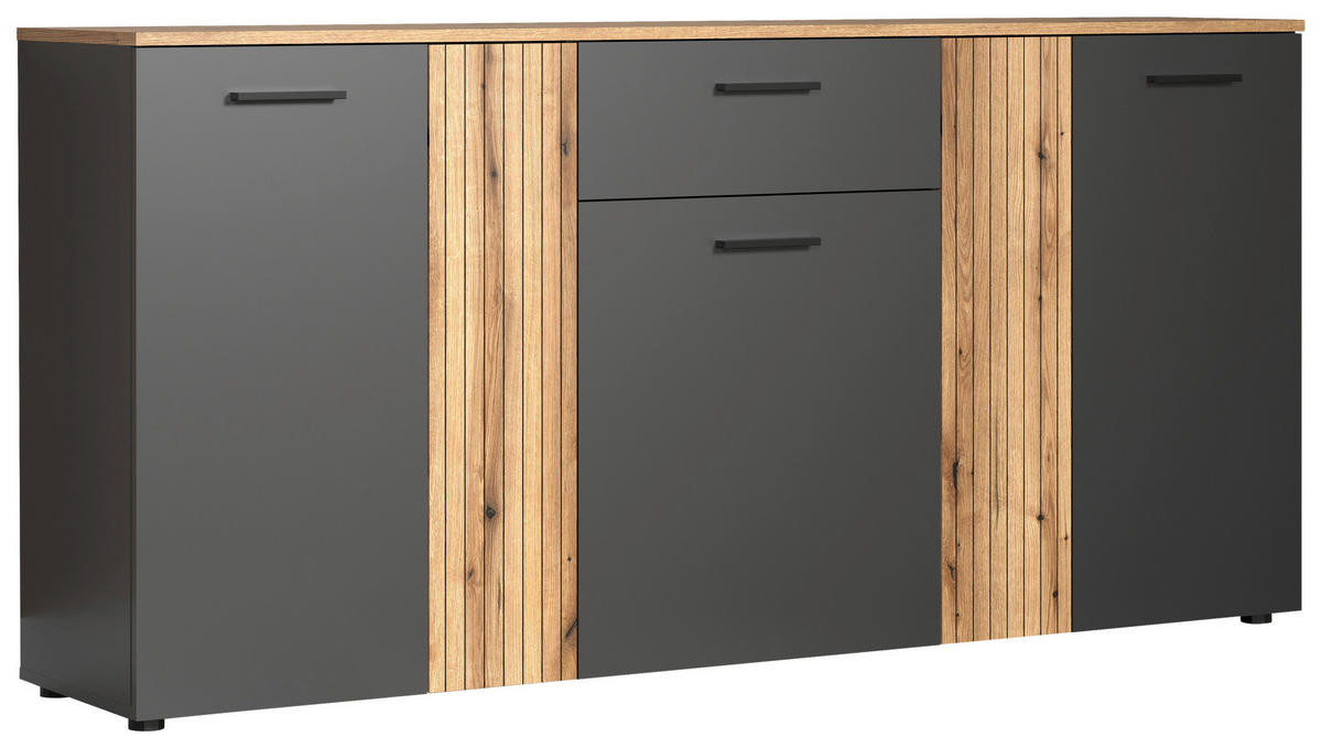 Kommode Esteban anthrazit Eiche Evoke Coast Nachbildung B/H/T: ca. 181x86x38 cm Esteban - Eiche/anthrazit (181,00/86,00/38,00cm)