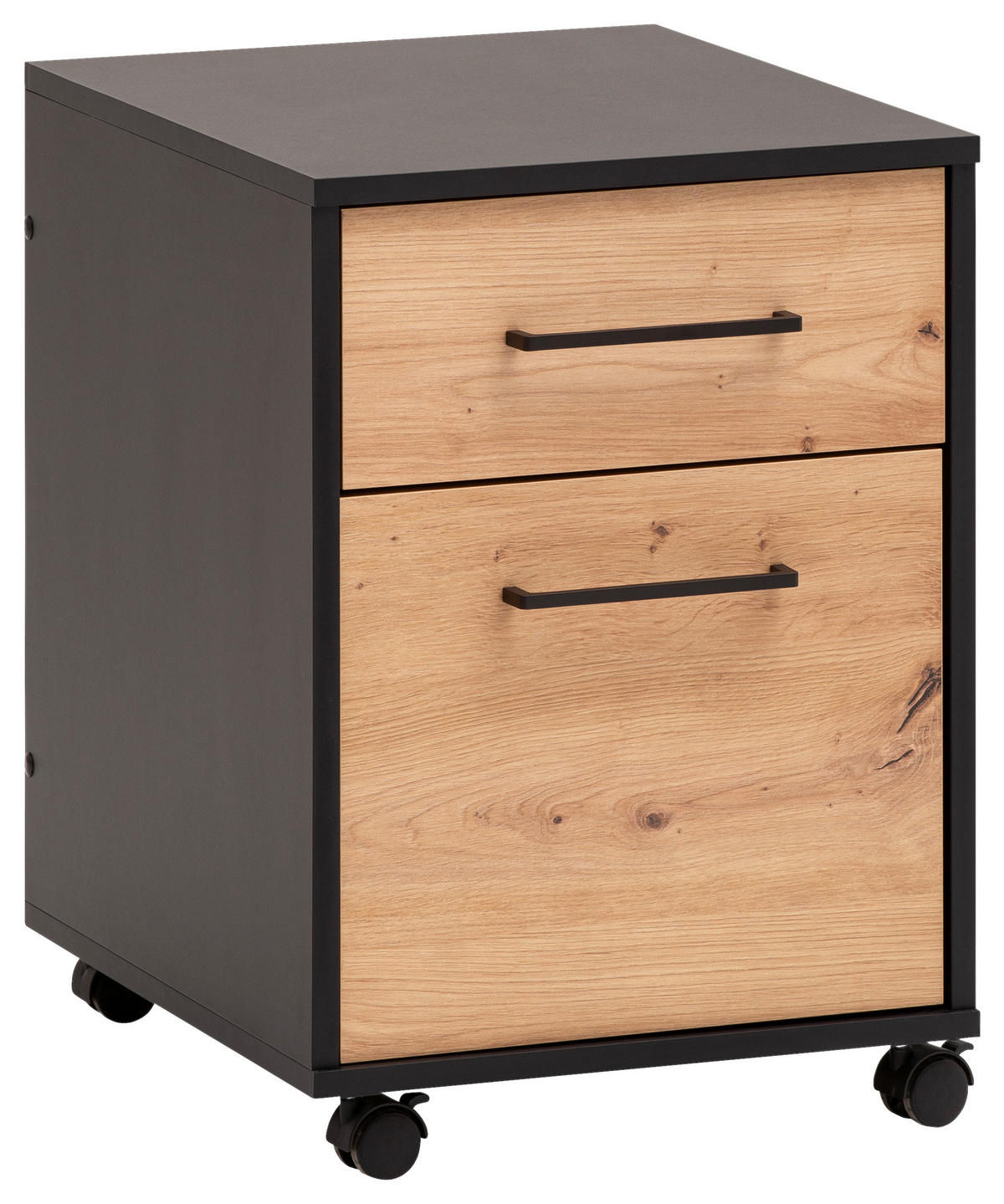 Rollcontainer Aino Eiche Artisan Nachbildung schwarz B/H/T: ca. 40x57x50 cm Aino - Eiche/schwarz (40,00/57,00/50,00cm)