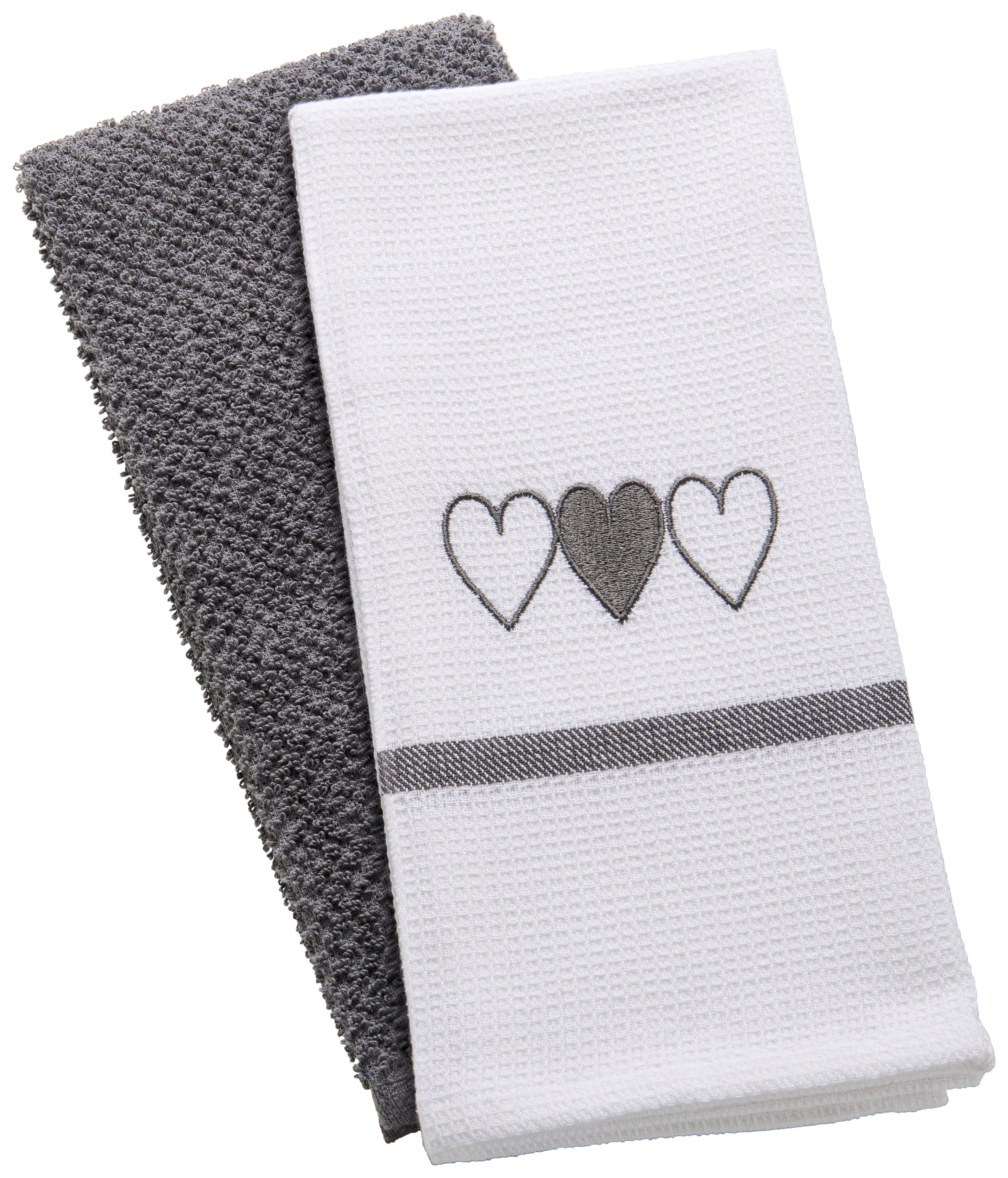 Geschirrtuch Geschirrtuch_2erPack_Herz - weiß/anthrazit (45,00/70,00cm) - POCOline