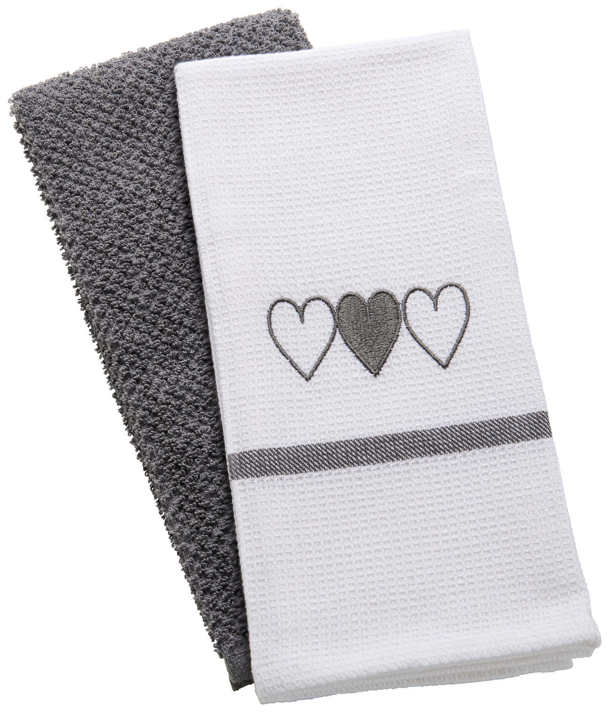 Geschirrtuch Geschirrtuch_2erPack_Herz - weiß/anthrazit (45,00/70,00cm) - POCOline