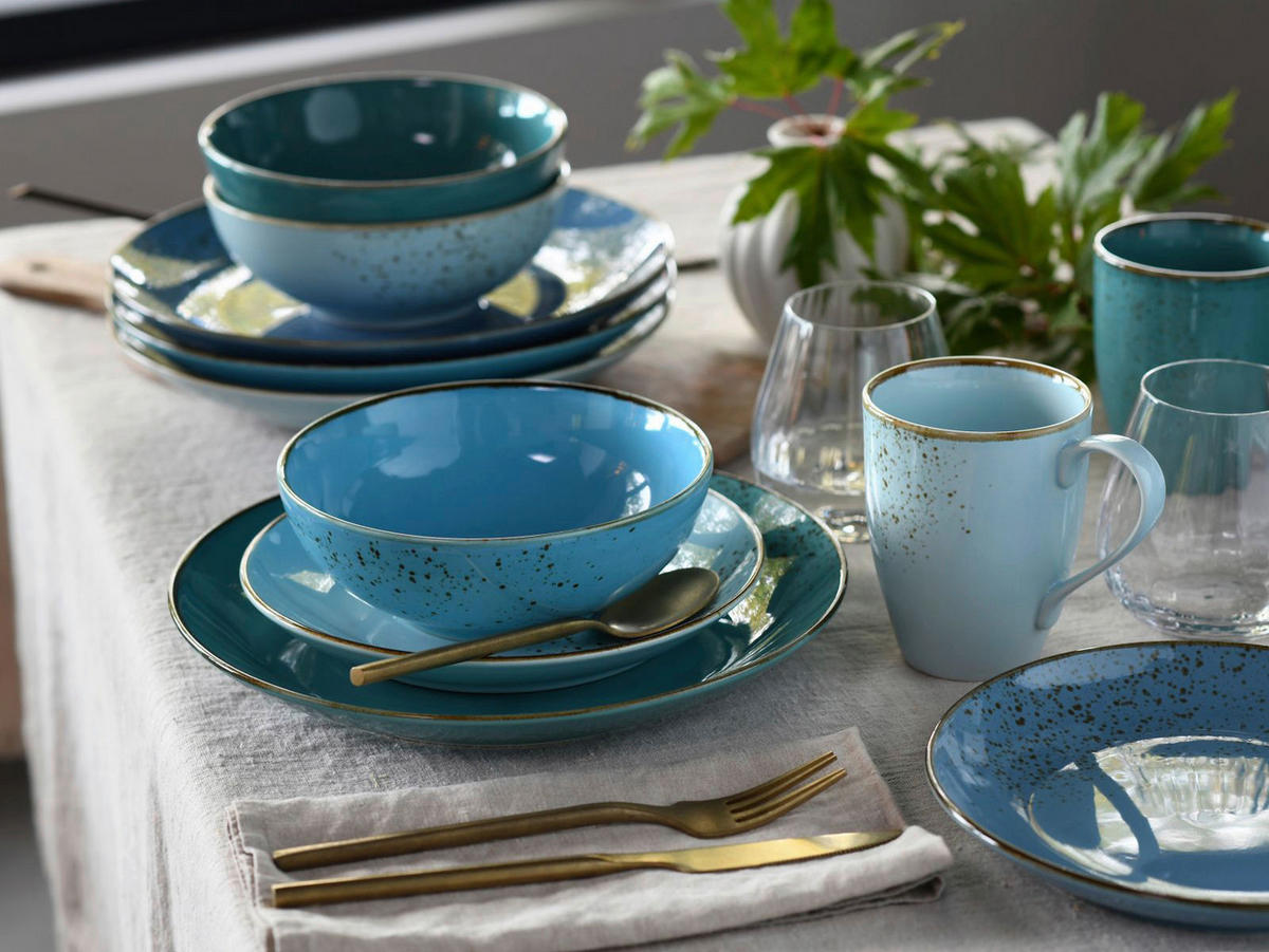 CreaTable Kombiservice Nature Collection Aqua blau Keramik 16 tlg