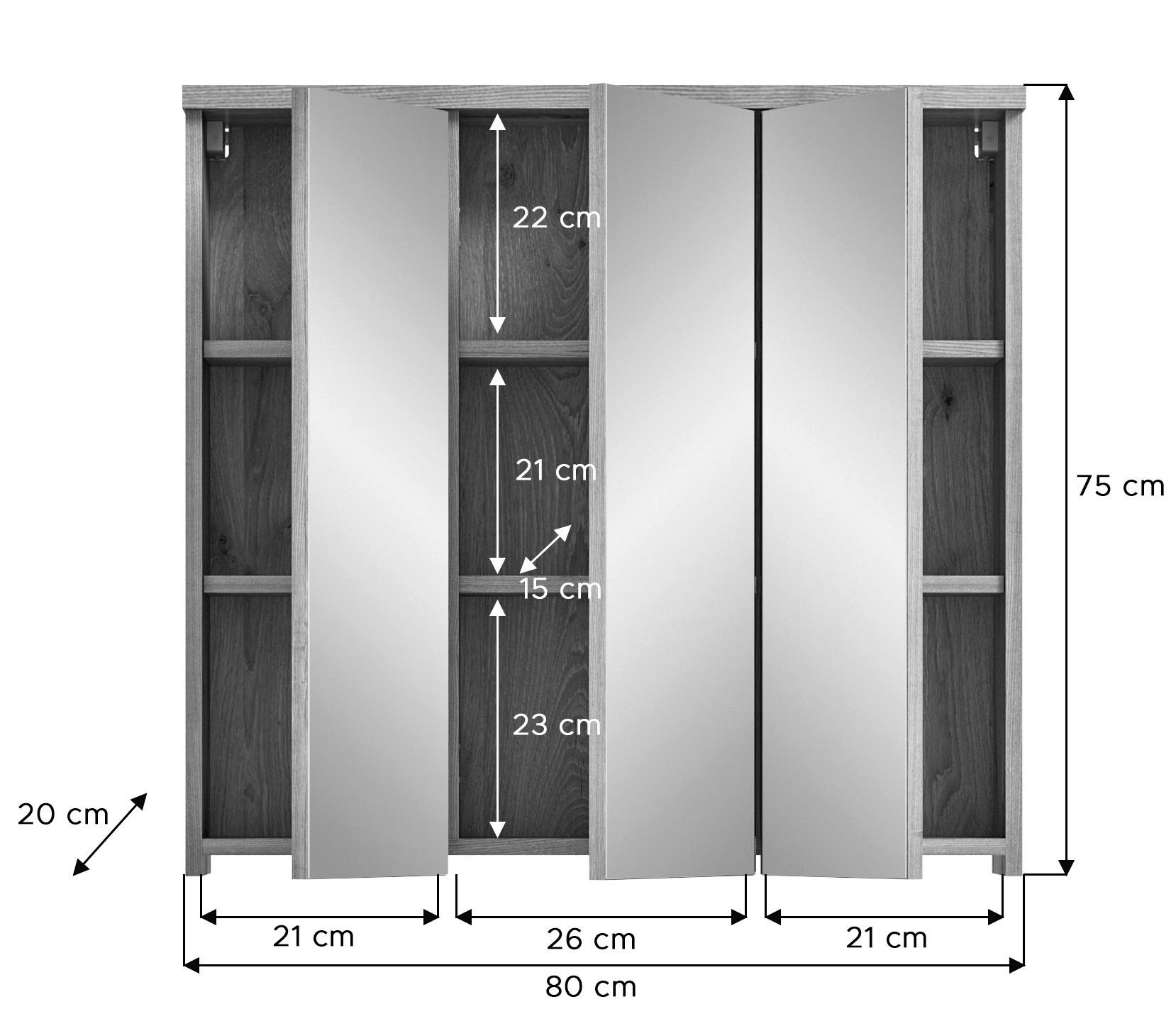 Spiegelschrank GRADO B/H/T: ca. 80x75x20 cm GRADO - (80,00/75,00/20,00cm) - xonox.home