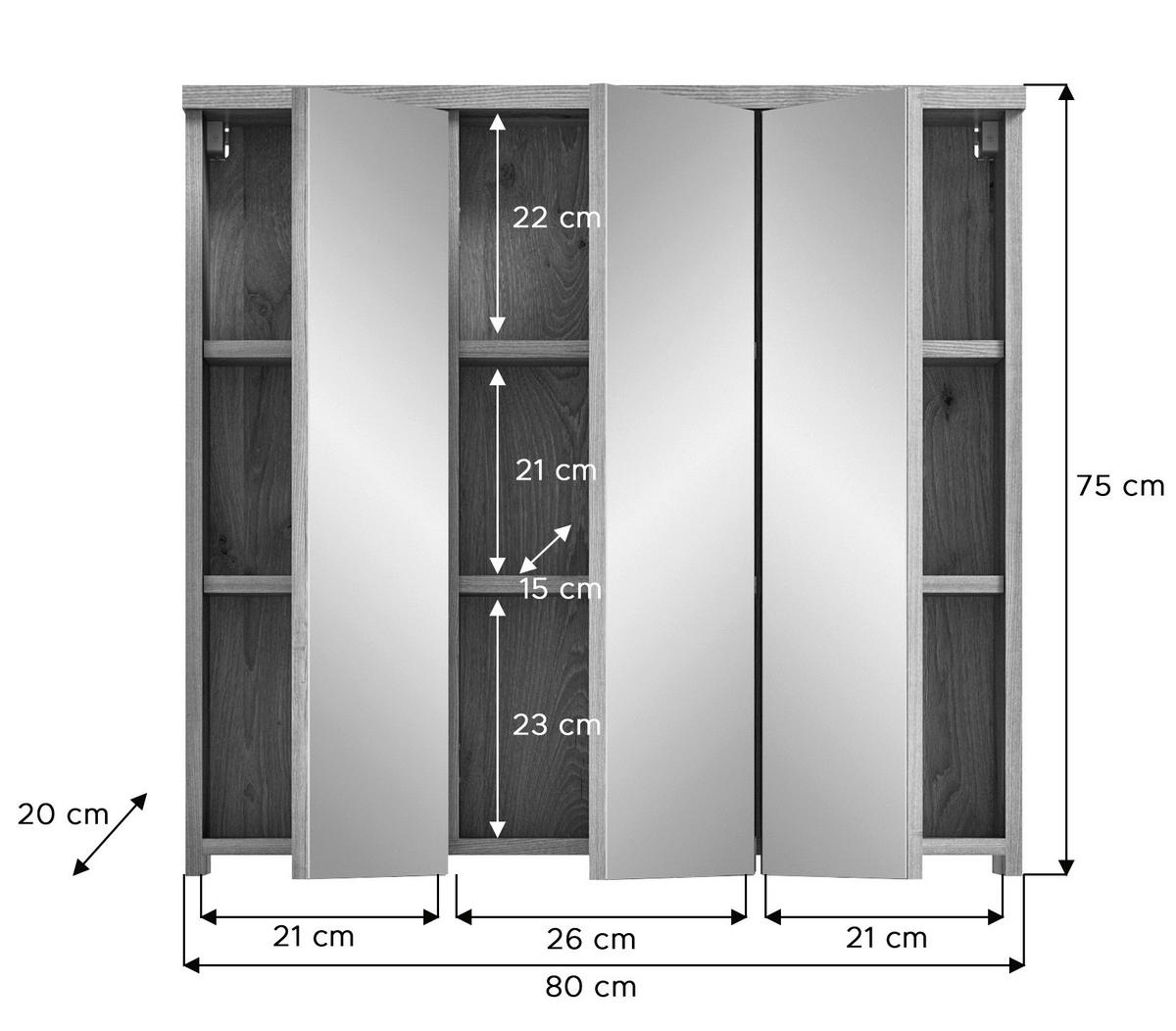 Spiegelschrank GRADO B/H/T: ca. 80x75x20 cm GRADO - (80,00/75,00/20,00cm) - xonox.home