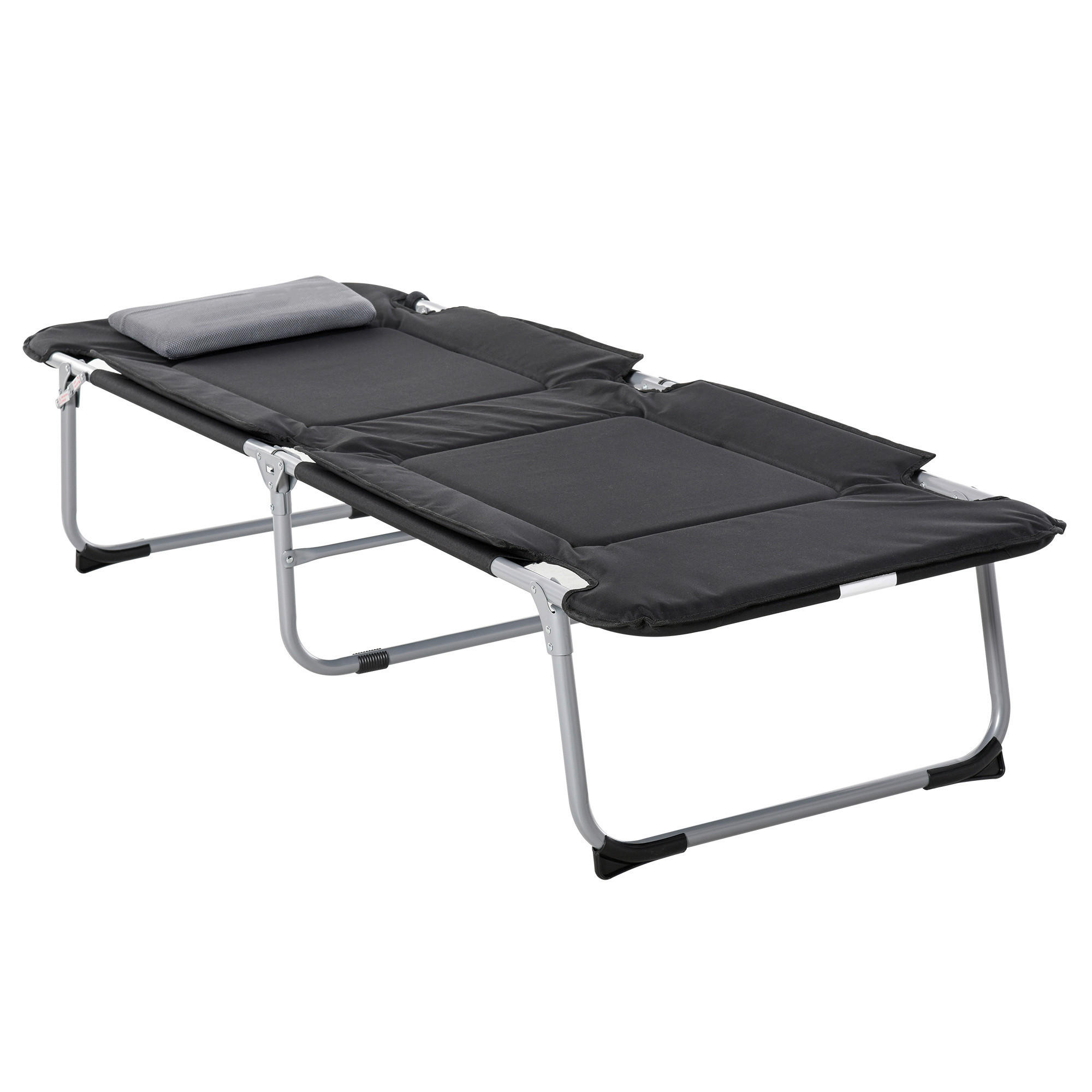 Outsunny Campingartikel B/H/L: ca. 66x183x33 cm Feldbett - schwarz/silber (33,00/66,00/183,00cm) - Outsunny