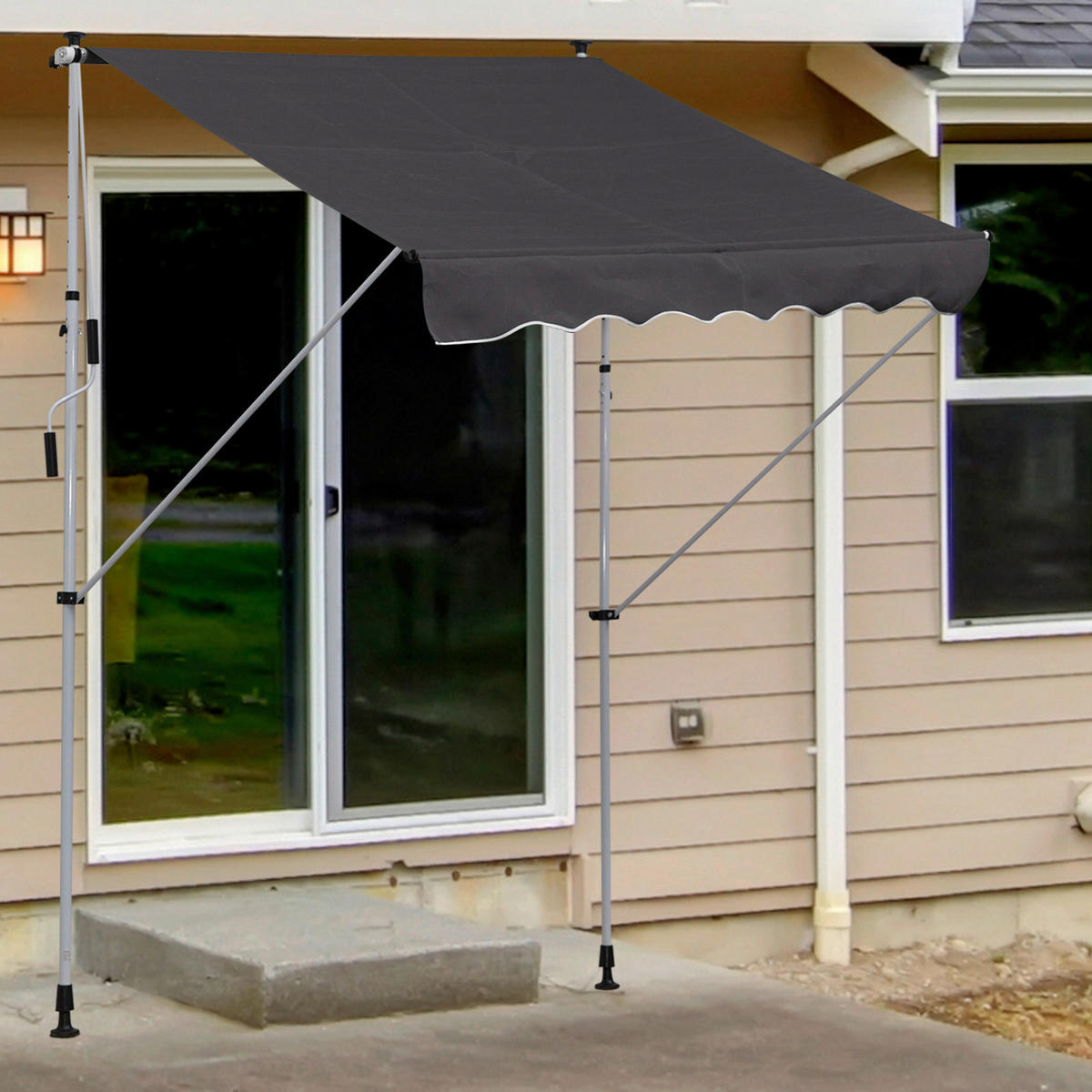 Klemm-Markise grau B/L: ca. 200x150 cm Klemmmarkise - grau (200,00/150,00cm) - Outsunny