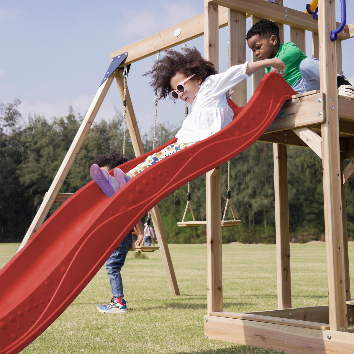 AXI Spielturm Moos braun B/H/L: ca. 342x267x375 cm Moos - braun/rot (375,00/342,00/267,00cm) - AXI