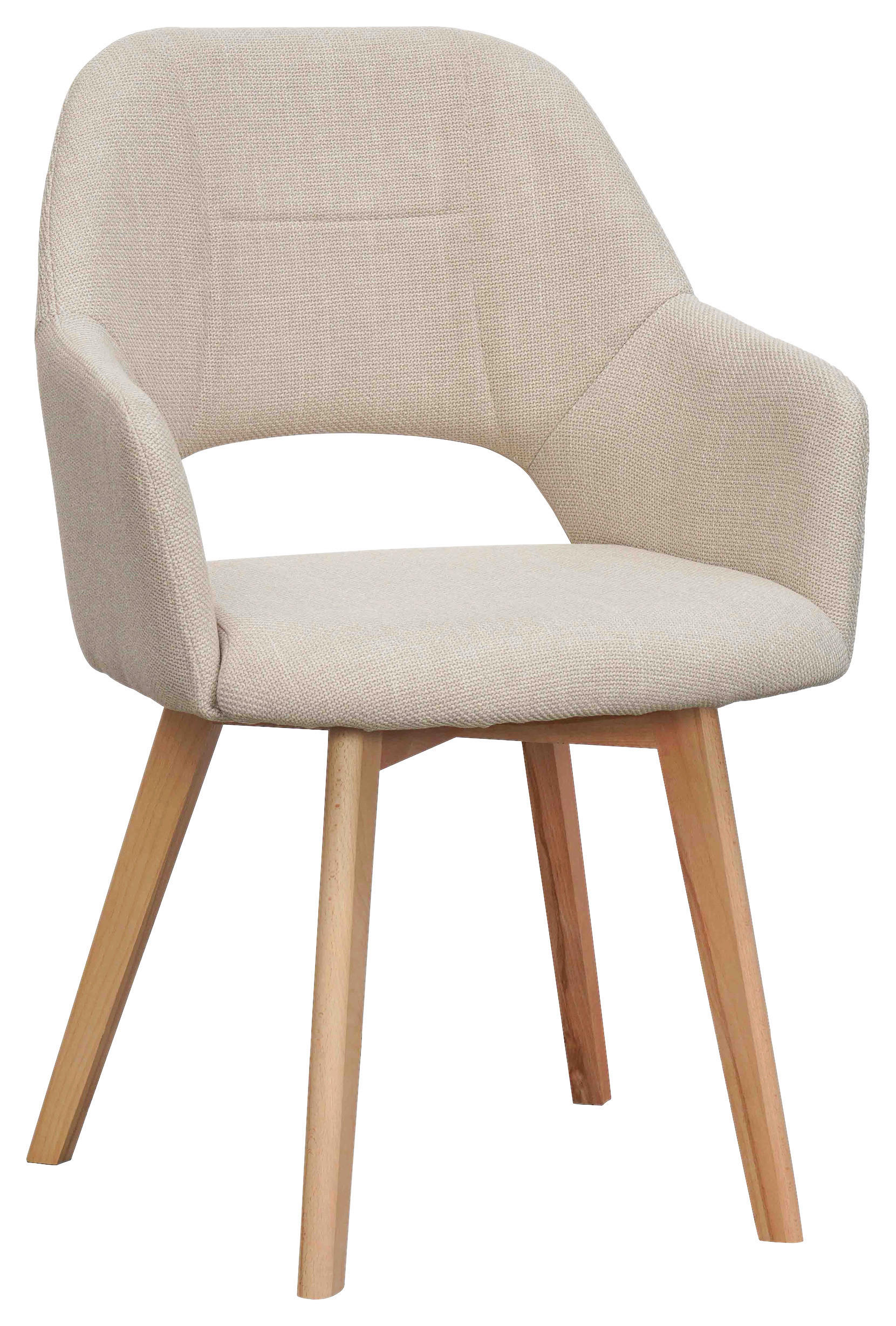 Armlehnstuhl Stade beige natur Polyester Buche Stade - beige/natur