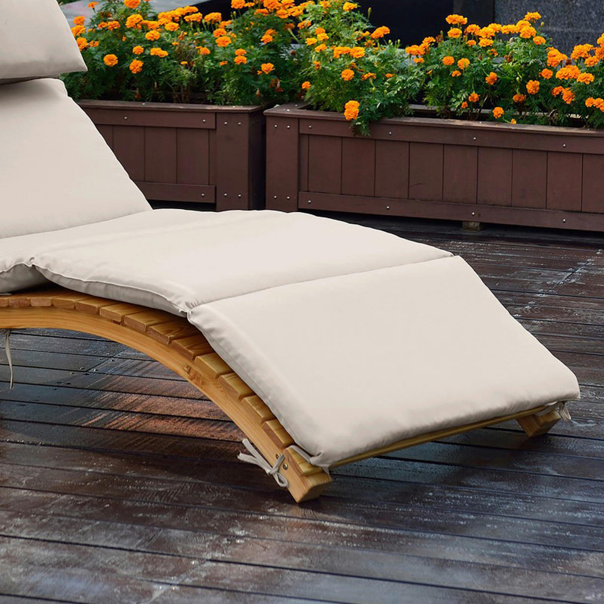 AXI Gartenliege Salina braun Holz B/H/L: ca. 75x150x186 cm Salina - braun/creme (186,00/75,00/150,00cm) - AXI