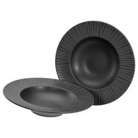 CreaTable Pastateller-Set Vesuvio schwarz Steinzeug H/D: ca. 6x27 cm Vesuvio - schwarz (27,00/6,00cm) - CreaTable