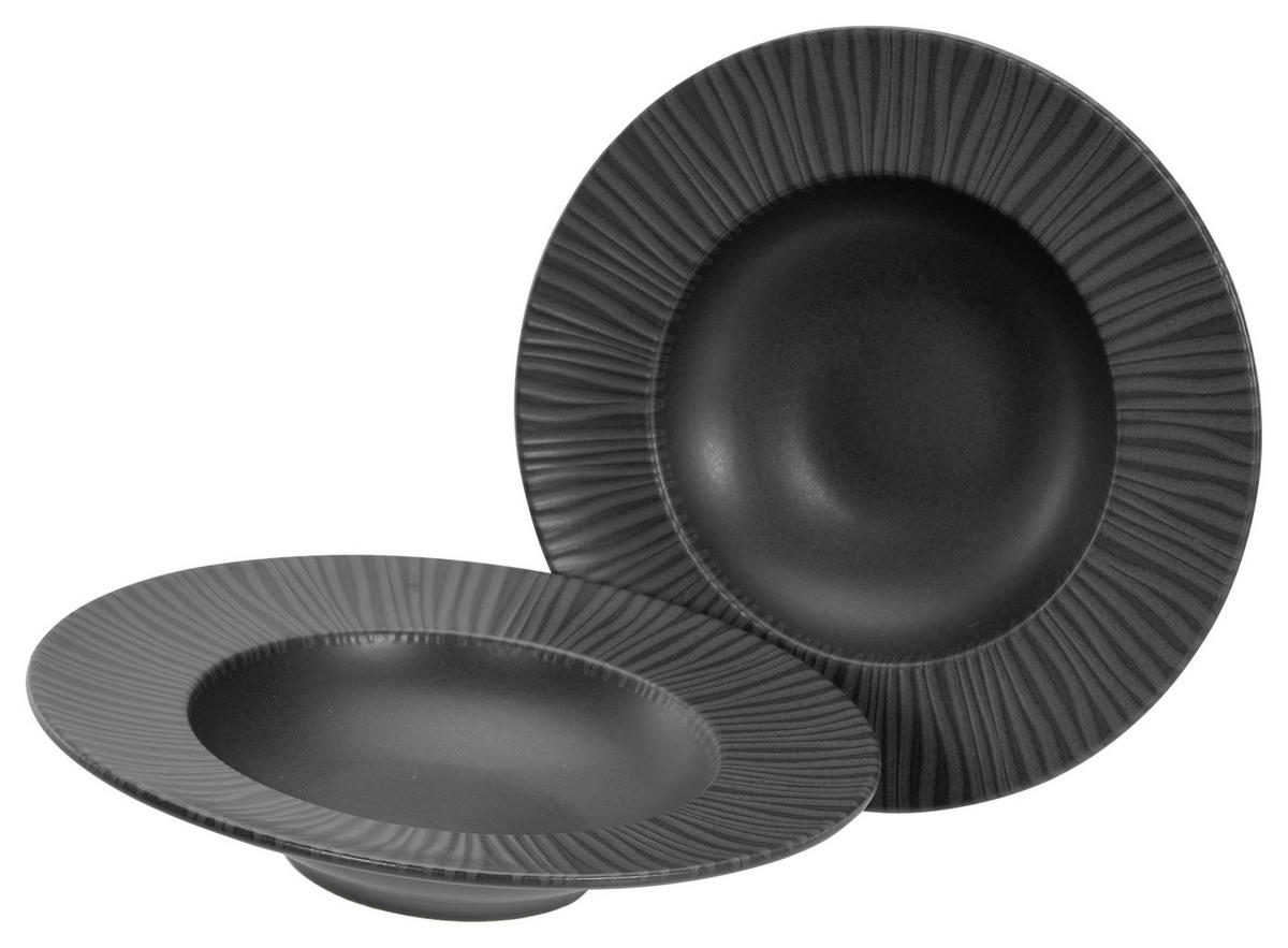CreaTable Pastateller-Set Vesuvio schwarz Steinzeug H/D: ca. 6x27 cm Vesuvio - schwarz (27,00/6,00cm) - CreaTable