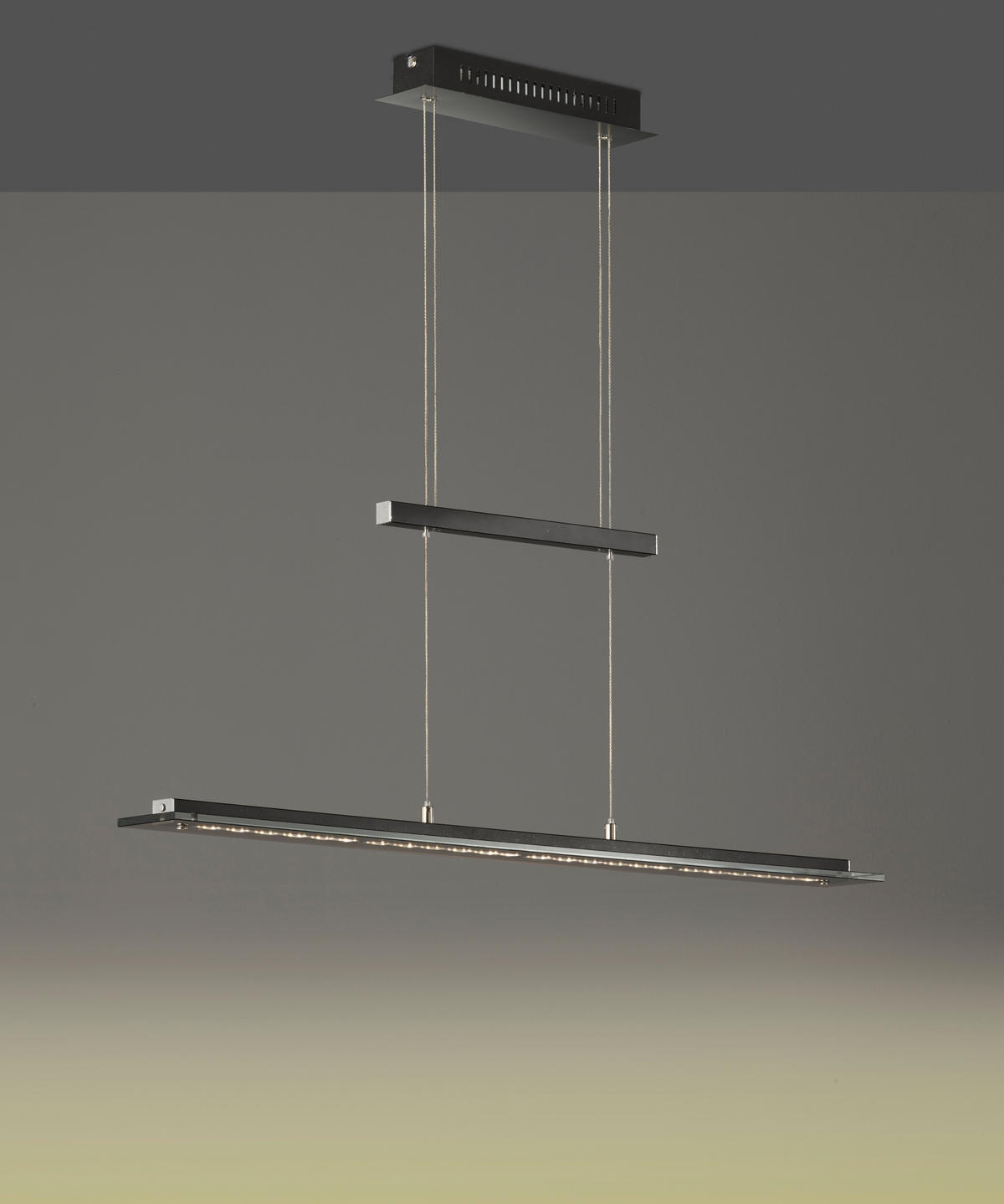 Fischer & Honsel LED-Pendelleuchte 60442 Rauch Chrom schwarz Glas Metall B/H/T: ca. 88x150x9 cm 1.0 Brennstellen Tenso TW - schwarz/Rauch (88,00/150,00/9,00cm) - Fischer & Honsel