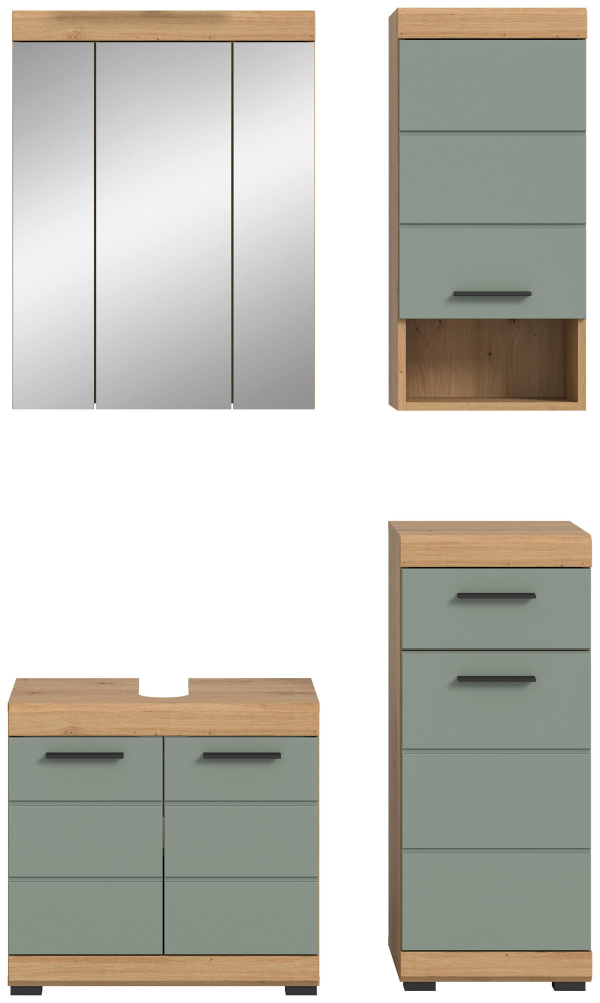 Badezimmer-Set Scout Eiche Artisan Nachbildung salbei Nachbildung B/H/T: ca. 112x191x34 cm Scout - Eiche/salbei (112,00/191,00/34,00cm) - xonox.home