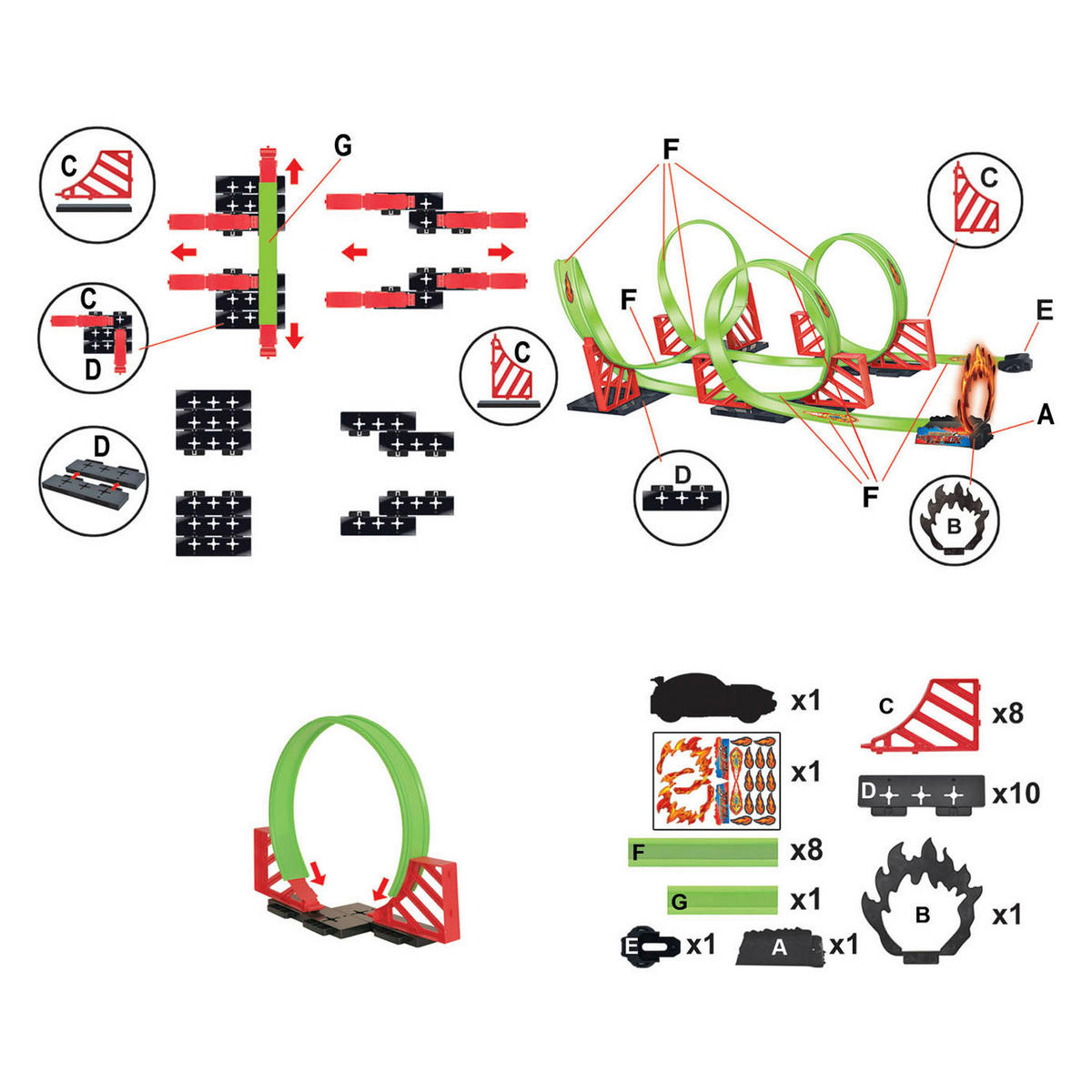 Spielzeugauto bunt Gearbox_Looping-Rennbahn_32tlg. - bunt