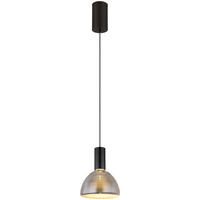 GLOBO LED-Pendelleuchte mattschwarz Rauch Glas Metall H/D: ca. 150x17 cm LABORA - Rauch/mattschwarz (17,00/150,00cm) - GLOBO