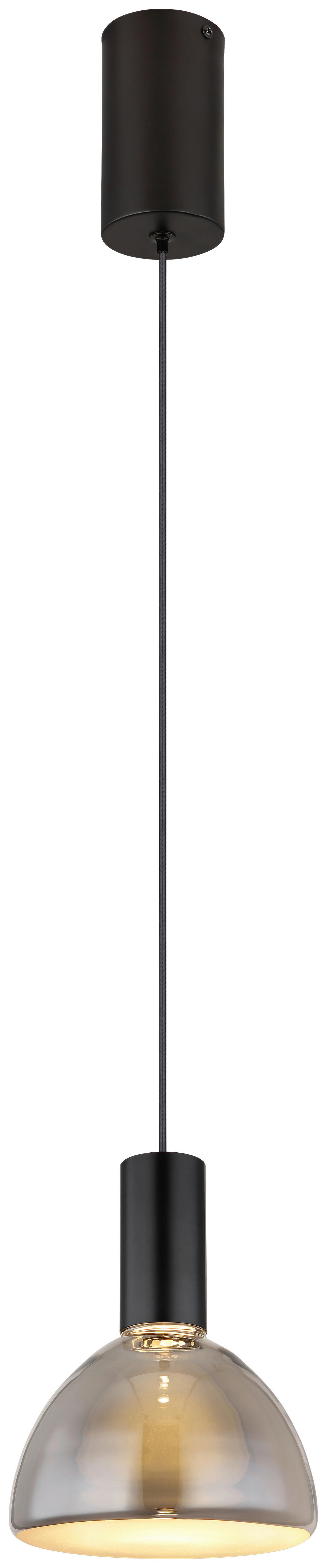 GLOBO LED-Pendelleuchte mattschwarz Rauch Glas Metall H/D: ca. 150x17 cm LABORA - Rauch/mattschwarz (17,00/150,00cm) - GLOBO