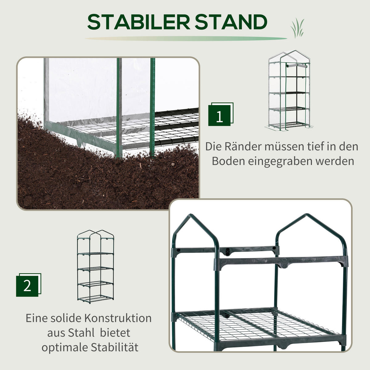 Outsunny Gewächshaus B/H/L: ca. 50x160x70 cm Gewächshaus - transparent (70,00/50,00/160,00cm) - Outsunny