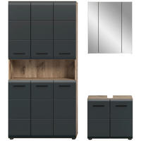 Badezimmer-Set Ice Nox Oak Nachbildung schwarz matt B/H/T: ca. 165x185x46 cm Ice - schwarz (165,00/185,00/46,00cm) - xonox.home