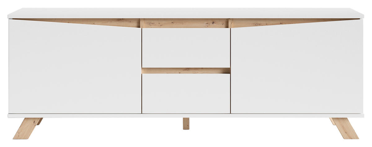 TV-Board VALENTIN weiß Eiche Nachbildung B/H/T: ca. 160x60x38 cm VALENTIN - Eiche/weiß (160,00/60,00/38,00cm) - byLIVING