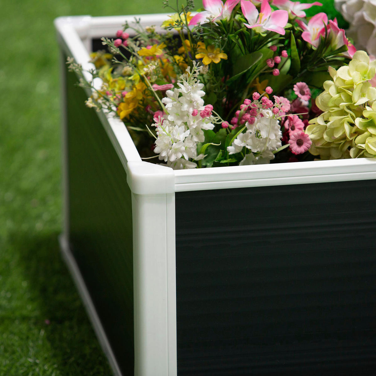 Outsunny Hochbeet grau B/H/L: ca. 60x30x60 cm Hochbeet - grau (60,00/60,00/30,00cm) - Outsunny