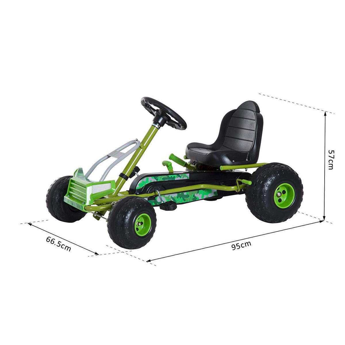 HOMCOM Kinder-Tretauto grün B/H/L: ca. 66,5x57x95 cm Tretauto_mit_Handbremse - grün (95,00/66,50/57,00cm) - HOMCOM