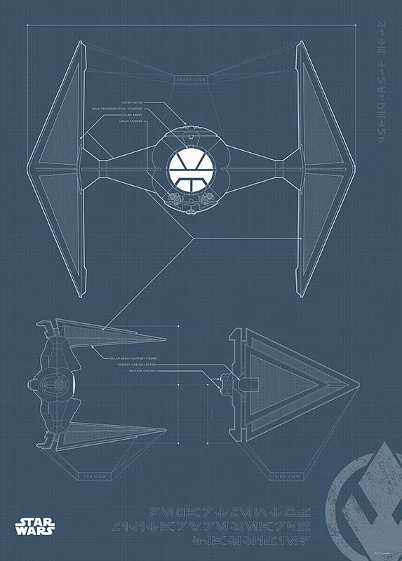 Komar Poster Star Wars Blueprint Sith TIE-Fighte Star Wars B/L: ca. 50x70 c günstig online kaufen