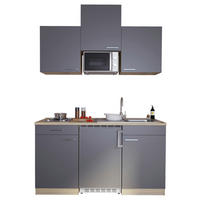 Respekta Singleküche Economy grau matt B/H/T: ca. 150x200x60 cm Economy - Eiche/Alu (150,00/200,00/60,00cm) - Respekta