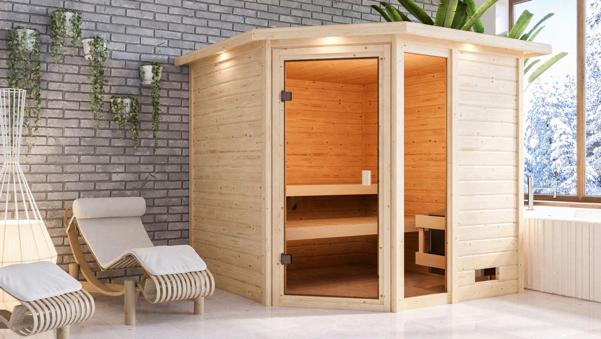 Karibu Sauna Seppel Eck natur B/H/T: ca. 196x187x196 cm Seppel Eck - natur (196,00/187,00/196,00cm) - Karibu