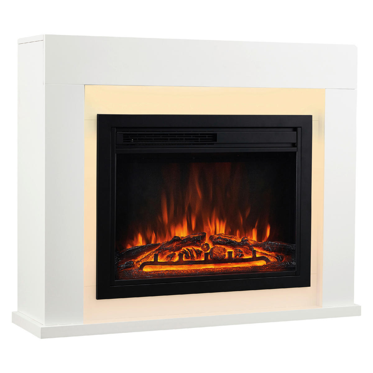 KAMINIO Elektrischer-Kamin MATTI weiß MDF Metall Glas B/H/T: ca. 95x77x26 cm ca. 2000 W Matti - weiß (95,00/77,00/26,00cm) - KAMINIO