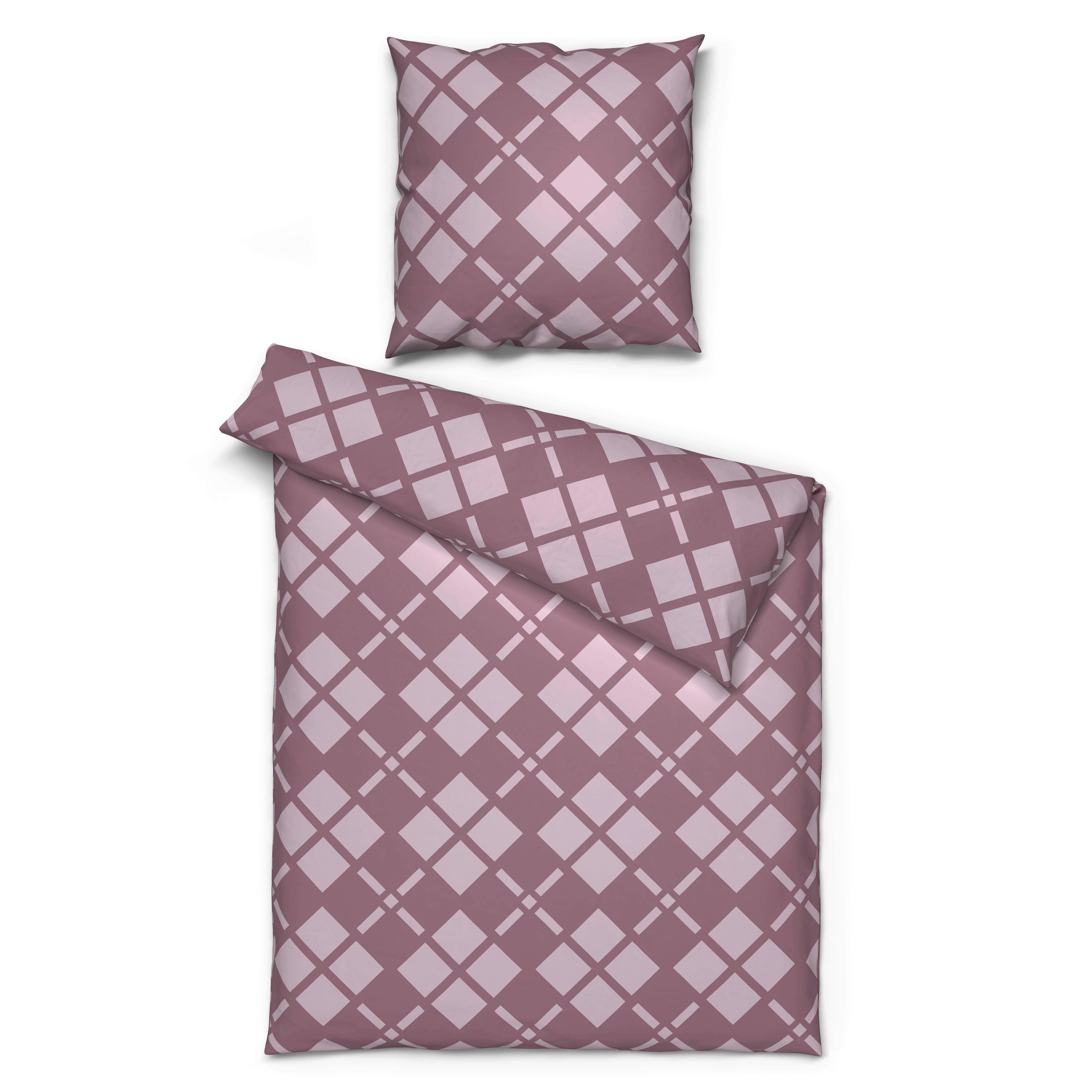 Microfaser Bettwäsche Fleece Bettwäsche_Fleece Karos 135x200cm - mauve (135,00/200,00cm)