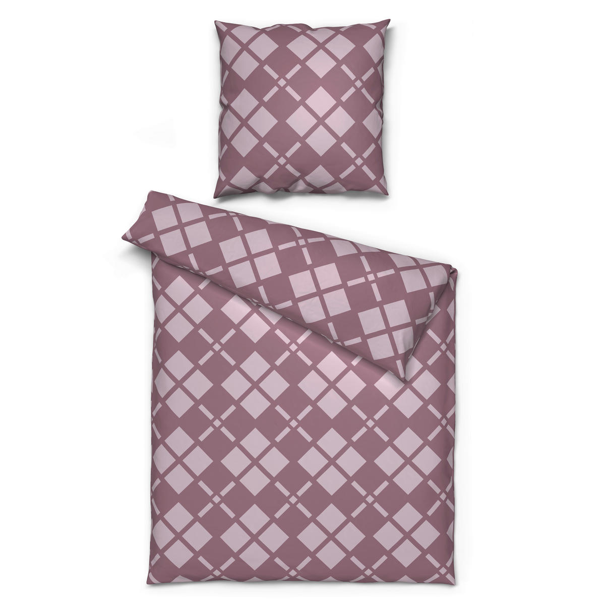Microfaser Bettwäsche Fleece Bettwäsche_Fleece Karos 135x200cm - mauve (135,00/200,00cm)